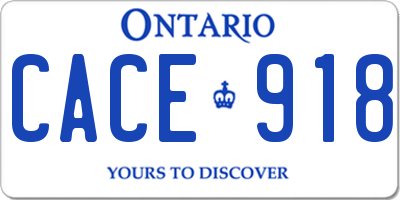 ON license plate CACE918