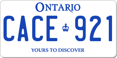 ON license plate CACE921