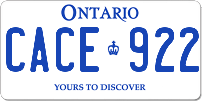 ON license plate CACE922