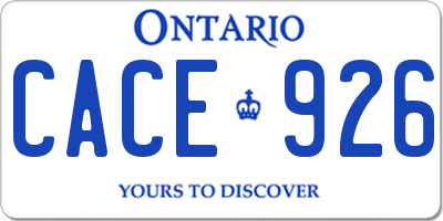 ON license plate CACE926