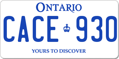 ON license plate CACE930