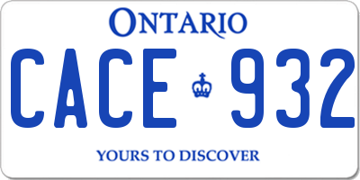 ON license plate CACE932