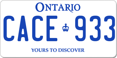 ON license plate CACE933