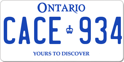 ON license plate CACE934