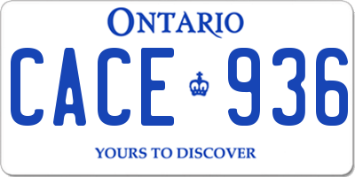 ON license plate CACE936