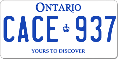 ON license plate CACE937