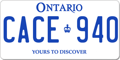 ON license plate CACE940