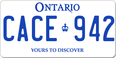 ON license plate CACE942