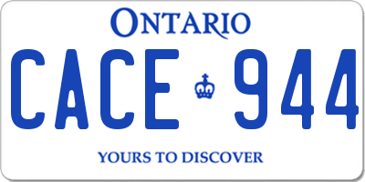 ON license plate CACE944