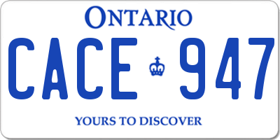 ON license plate CACE947