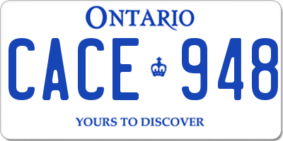 ON license plate CACE948