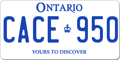 ON license plate CACE950