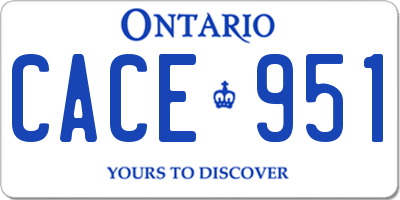 ON license plate CACE951