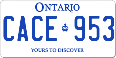 ON license plate CACE953