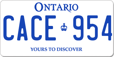 ON license plate CACE954