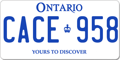 ON license plate CACE958