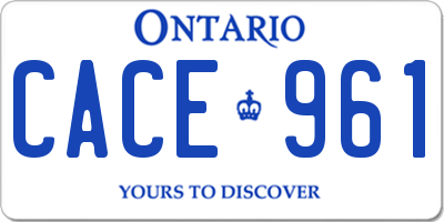 ON license plate CACE961