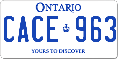 ON license plate CACE963