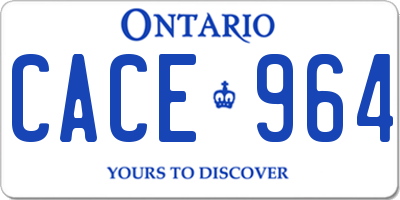 ON license plate CACE964