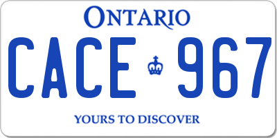 ON license plate CACE967