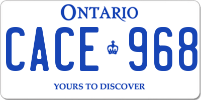 ON license plate CACE968