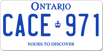 ON license plate CACE971