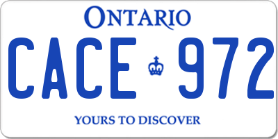 ON license plate CACE972