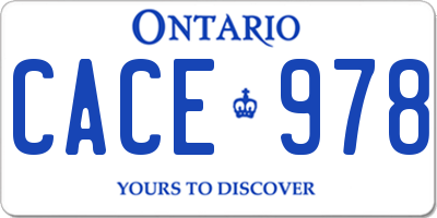 ON license plate CACE978