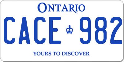 ON license plate CACE982