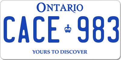 ON license plate CACE983