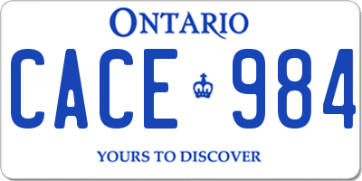 ON license plate CACE984