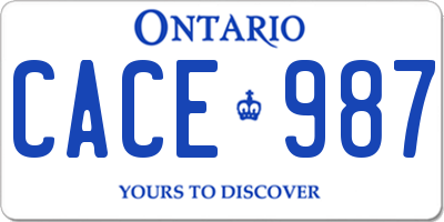 ON license plate CACE987