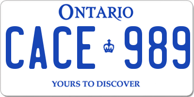 ON license plate CACE989