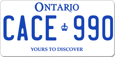 ON license plate CACE990