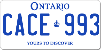 ON license plate CACE993