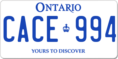 ON license plate CACE994