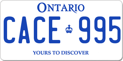 ON license plate CACE995