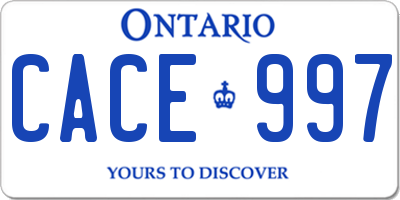 ON license plate CACE997