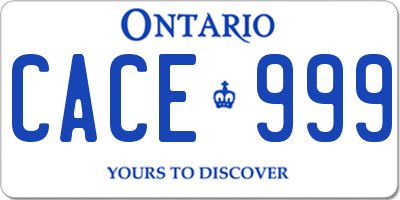 ON license plate CACE999