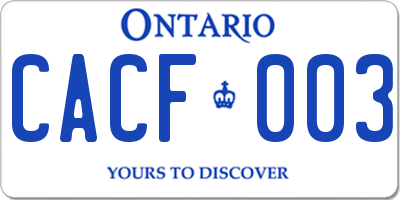 ON license plate CACF003