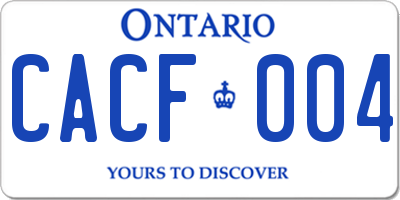 ON license plate CACF004