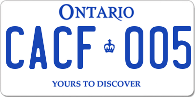 ON license plate CACF005