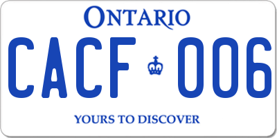 ON license plate CACF006