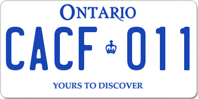 ON license plate CACF011