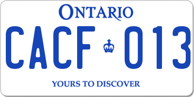 ON license plate CACF013