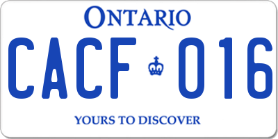 ON license plate CACF016