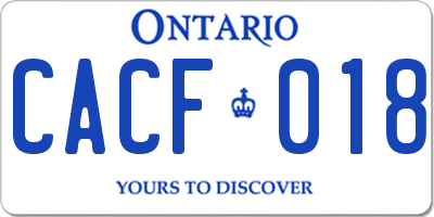 ON license plate CACF018