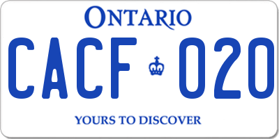 ON license plate CACF020