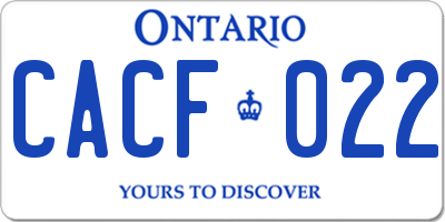 ON license plate CACF022