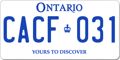 ON license plate CACF031